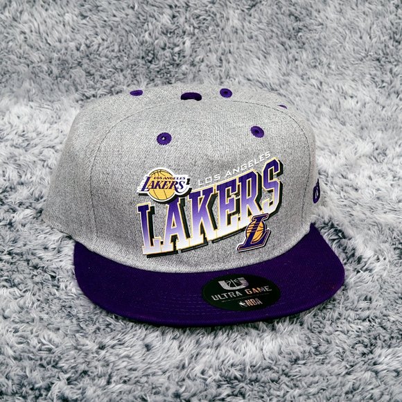 Los Angeles Lakers Dark Purple - Gray NBA Fools Snapback Ultra Game cap hat - Picture 3 of 9
